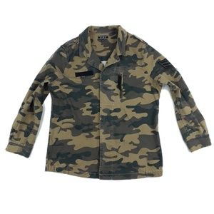 ELWD BDU Button Up Jacket Large Woodland Camo Camouflage Cotton Blend Mens